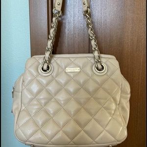 Kate Spade Gold-Coast Elizabeth quilted cashew leather shoulder bag